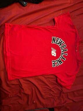 New Balance Youth Red Short Sleeve Graphic Varsity Logo T-Shirt Size 12